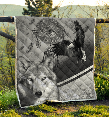 Great Wolf and Eagle Dream Catcher 3D Quilt DL20292003