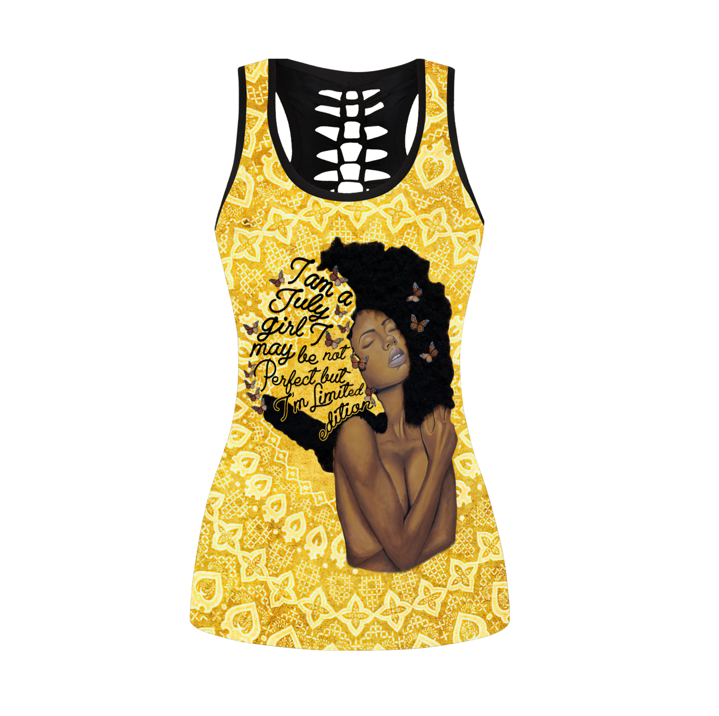 July afro girl art leggings + hollow tank combo DD06102001S-Apparel-HG-No legging-S-Vibe Cosy™