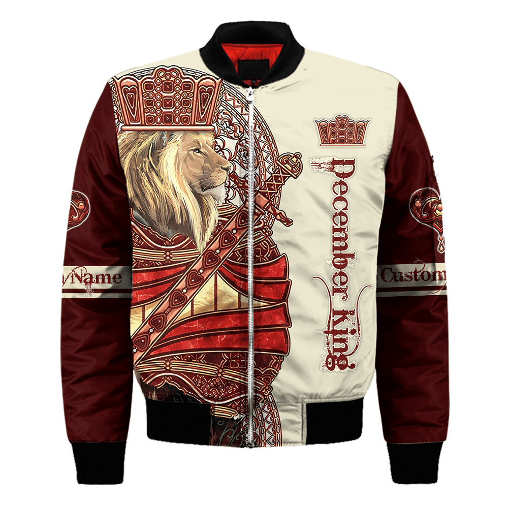 Custom Name December King Lion  3D All Over Printed Unisex Shirts