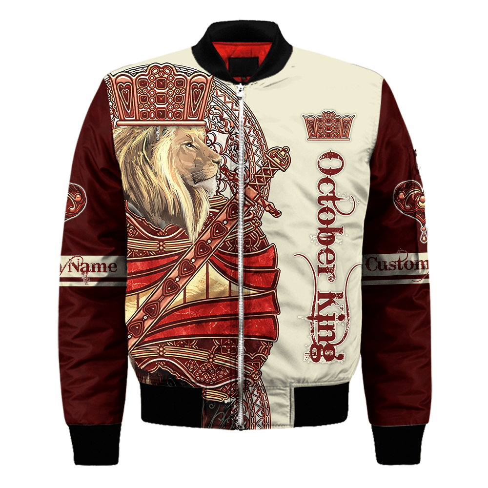 Custom Name October King Lion  3D All Over Printed Unisex Shirts