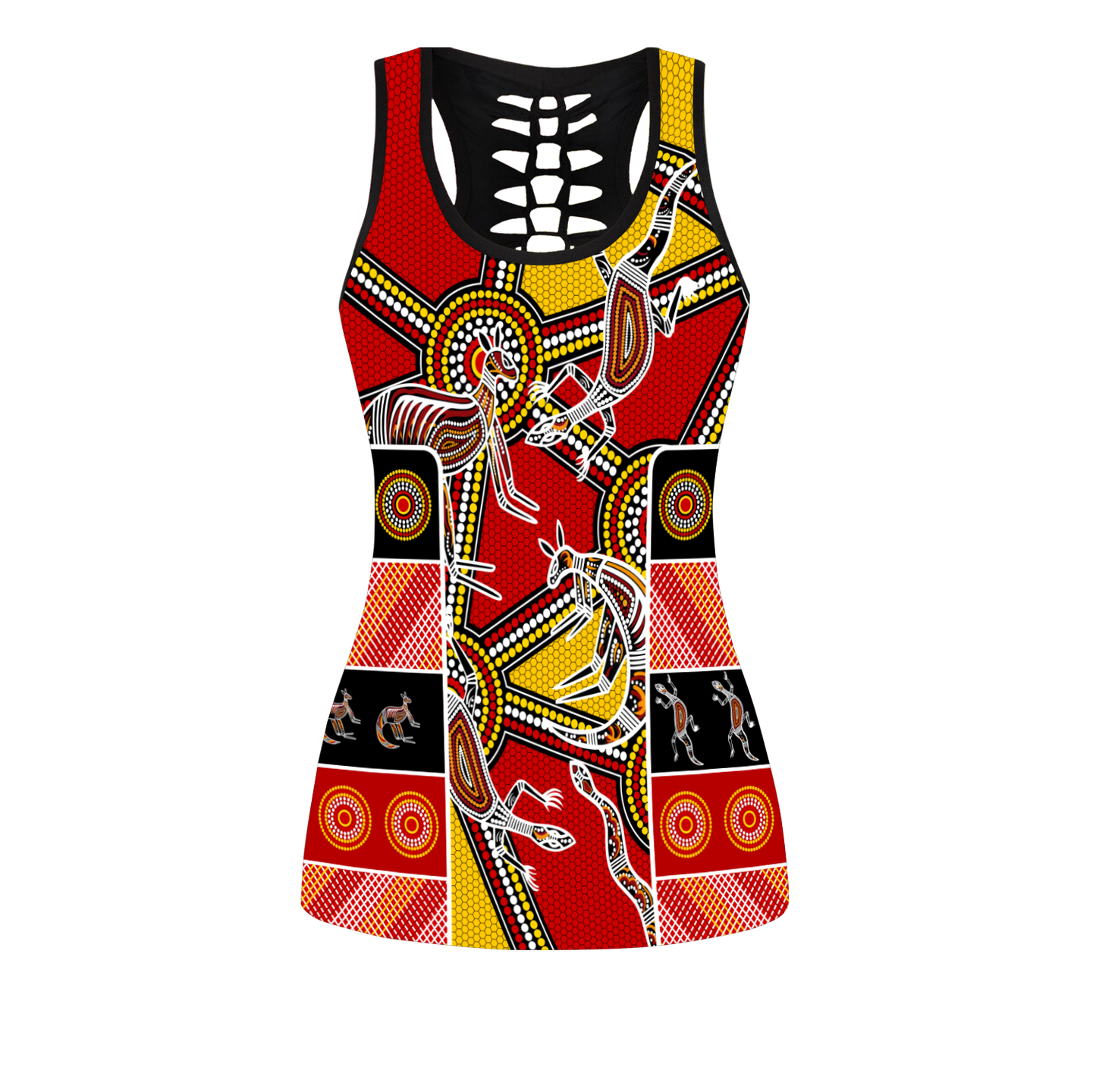 Aboriginal Kangaroo Dot Painting Patterns Legging + Hollow Tank Combo