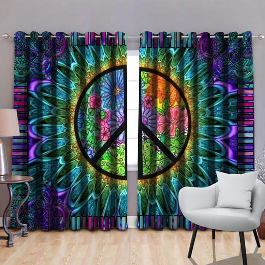 Hippie Flower - Blackout Thermal Grommet Window Curtains HT25052001S-TA-Curtains-TA-52'' x 63''-Vibe Cosy™