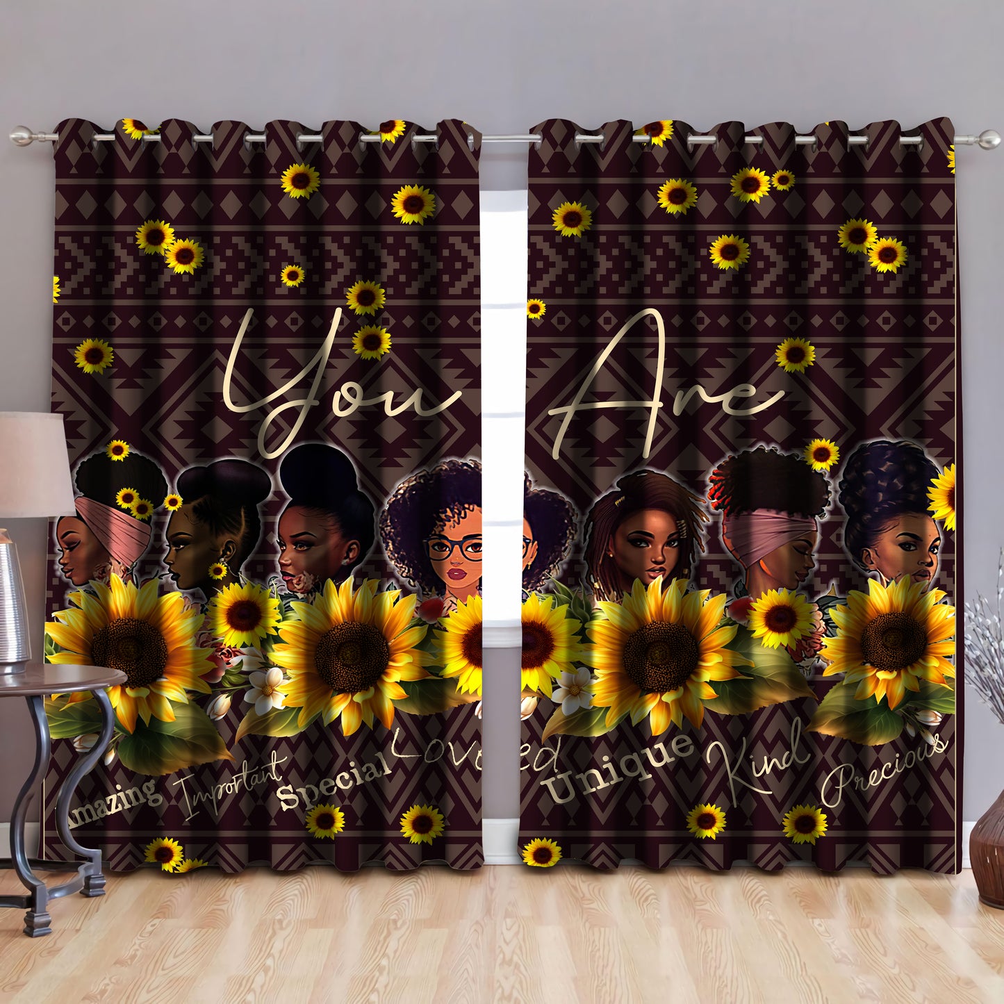 Black girl, blackout thermal grommet window curtains DD06062003S-HG-HG-52'' x 63''-Vibe Cosy™