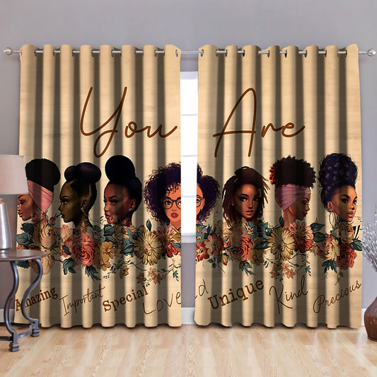 Black girl, blackout thermal grommet window curtains DD06062003 -HG-HG-52'' x 63''-Vibe Cosy™