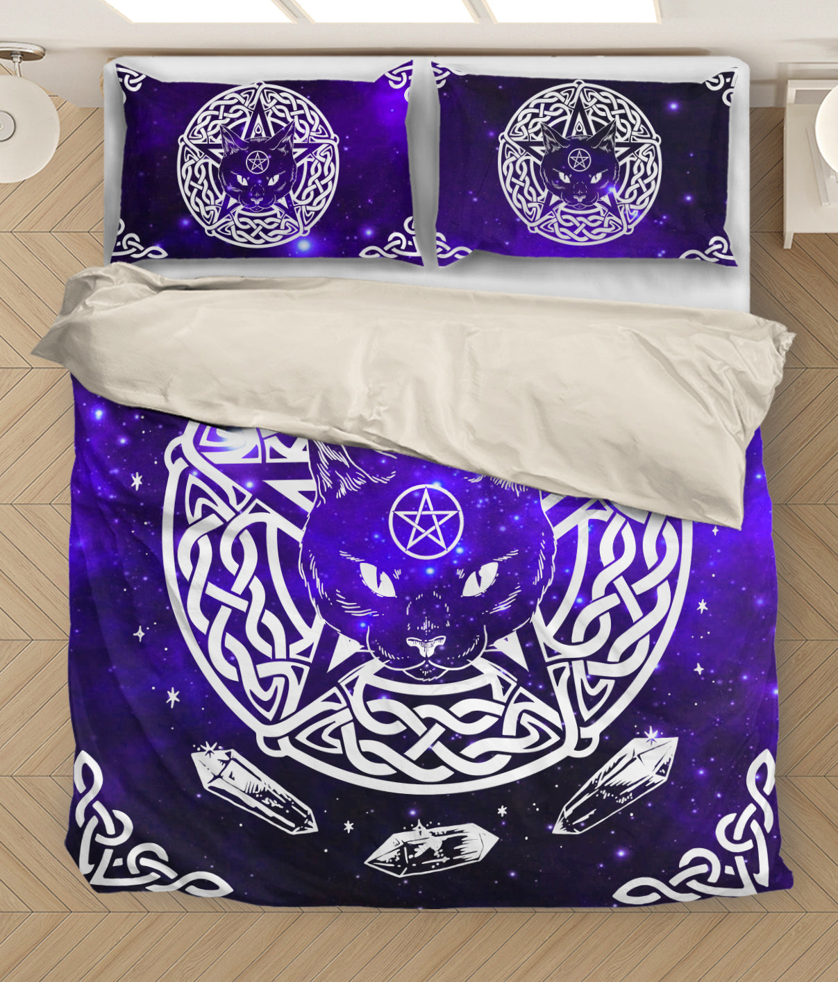 Purple Wiccan Cat Bedding Set HAC100601-NM-Bedding Set-NM-Twin-Vibe Cosy™