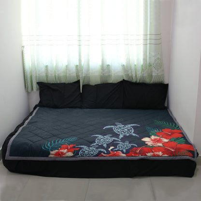 Polynesian Turtle Quilt Blanket - AH - J4-QUILT BLANKETS-PodEz-Twin-White-100% Cotton-Vibe Cosy™