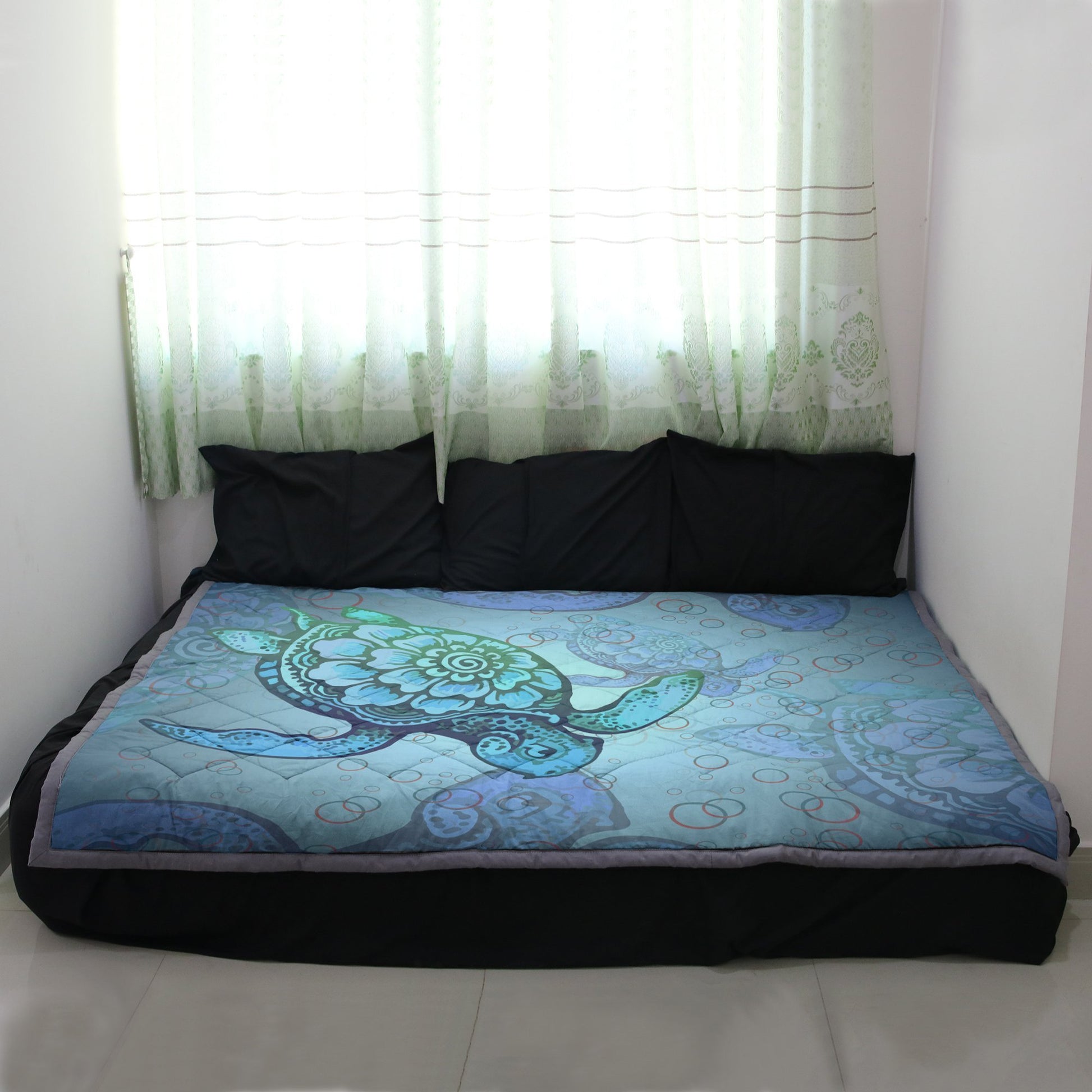 Hawaii Turtle Sea Quilt Blanket J9-QUILT BLANKETS-PodEz-Twin-Quilt Blanket-White-Vibe Cosy™