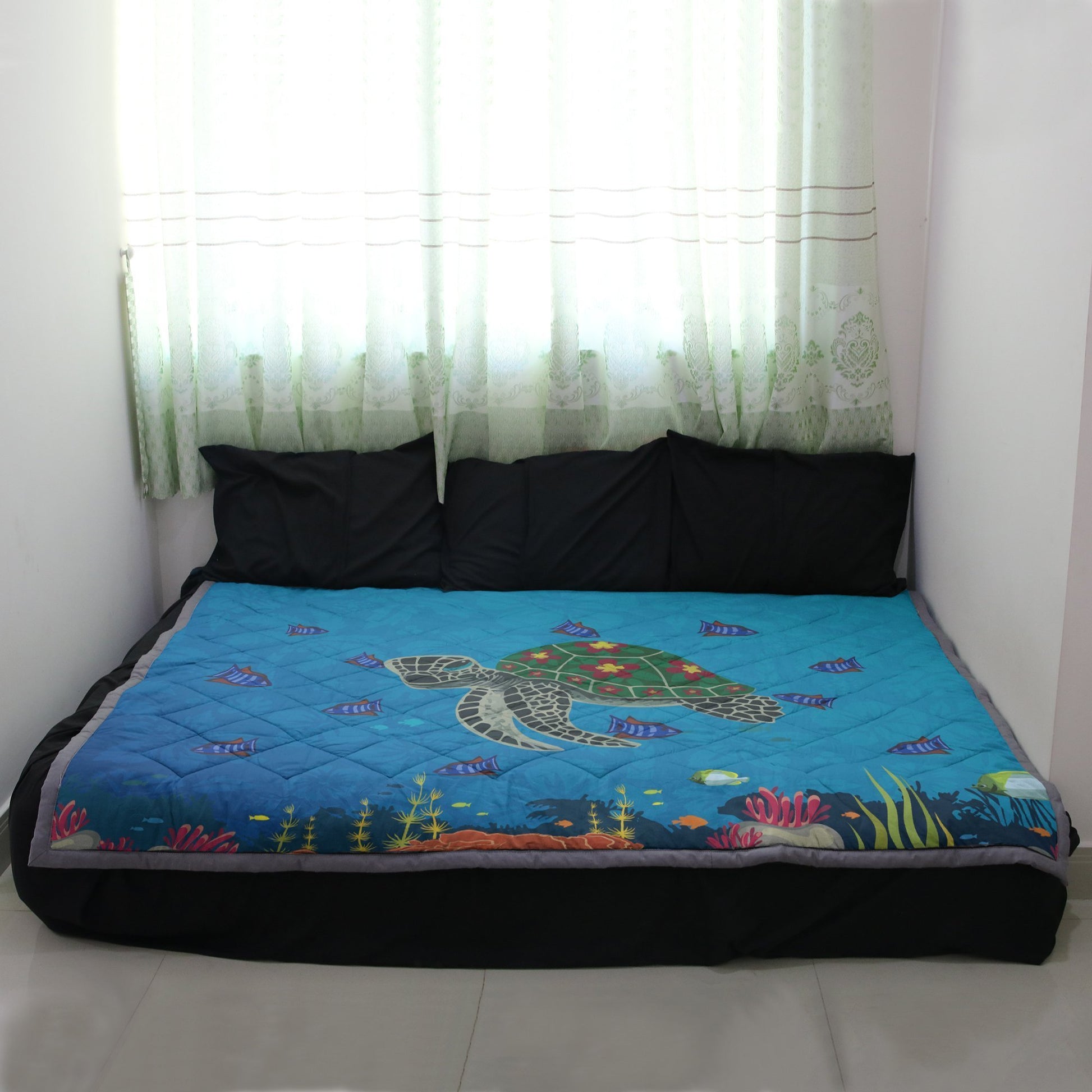 Hawaii Turtle Quilt Blanket - AH - J4-QUILT BLANKETS-PodEz-Twin-White-100% Cotton-Vibe Cosy™