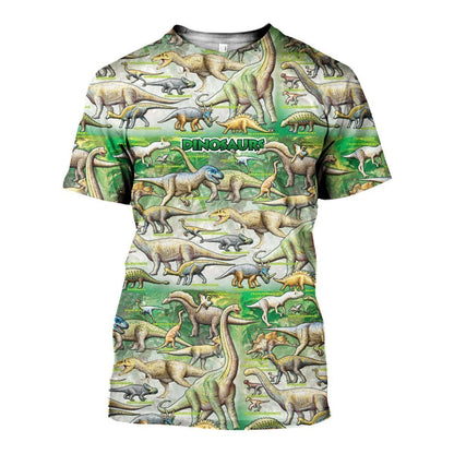 3D All Over Printed Dinosaurs Art Shirts And Shorts-3D All Over Printed Clothes-HP Arts-T-shirt-XS-Vibe Cosy™