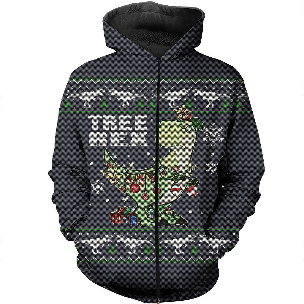 3D All Over Printed Dinosaurs Christmas Shirts And Shorts-3D All Over Printed Clothes-HP Arts-Zipped Hoodie-XS-Vibe Cosy™