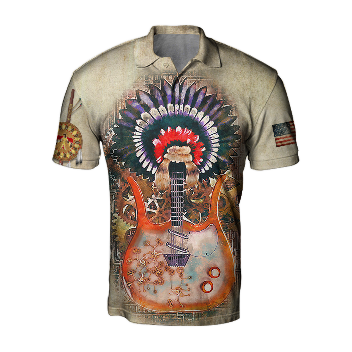 Guitar Native American Over Printed Shirts For Men and Women Pi08082006