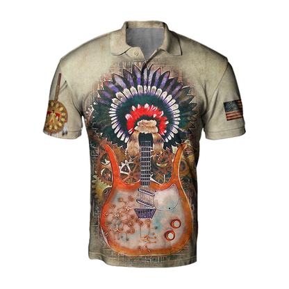Guitar Native American Over Printed Shirts For Men and Women Pi08082006