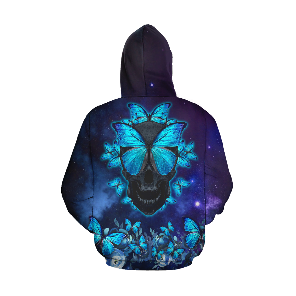 Butterfly Love Skull red 3D all over printed for man and women QB06052001-Apparel-PL8386-Zipped Hoodie-S-Vibe Cosy™