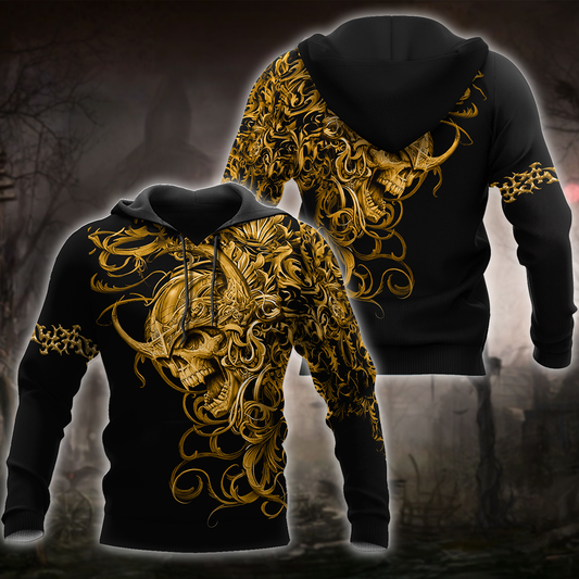 Premium Skull 3D All Over Printed Unisex Shirts Golden Warrior