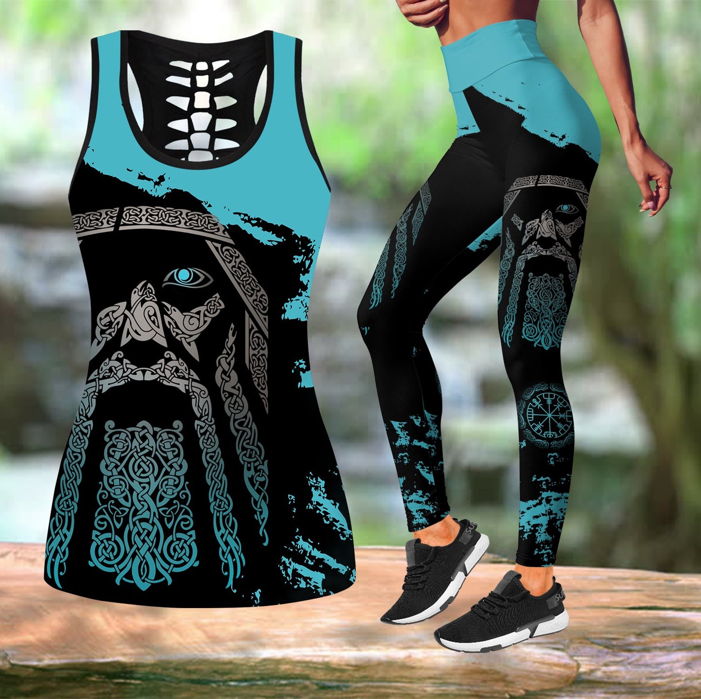 Viking Odin - Wotan Special Blue Combo Tank + Legging-Apparel-HP Arts-S-S-Vibe Cosy™