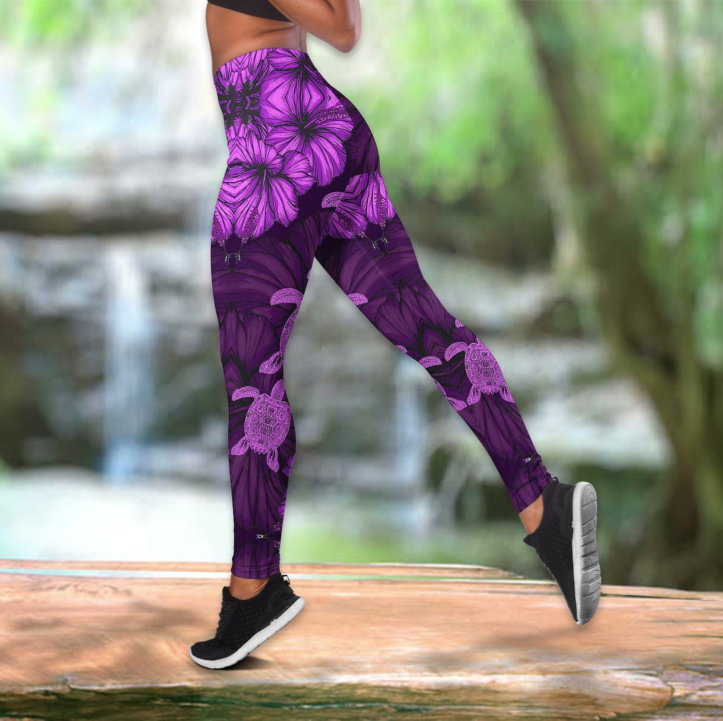 Purple turtle legging + hollow tank combo HAC170404S1-Apparel-HG-S-No tank-Vibe Cosy™