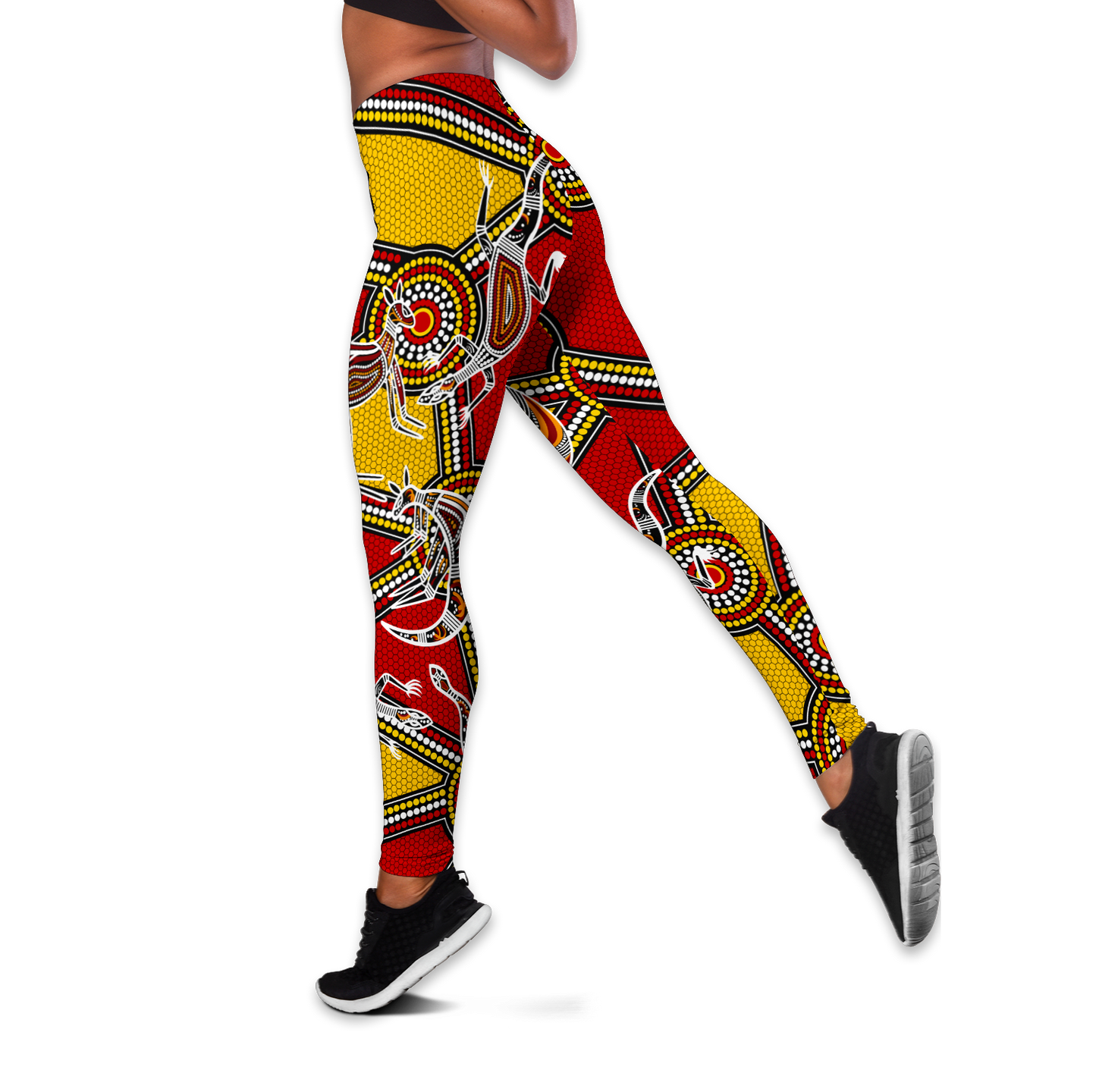 Aboriginal Kangaroo Dot Painting Patterns Legging + Hollow Tank Combo