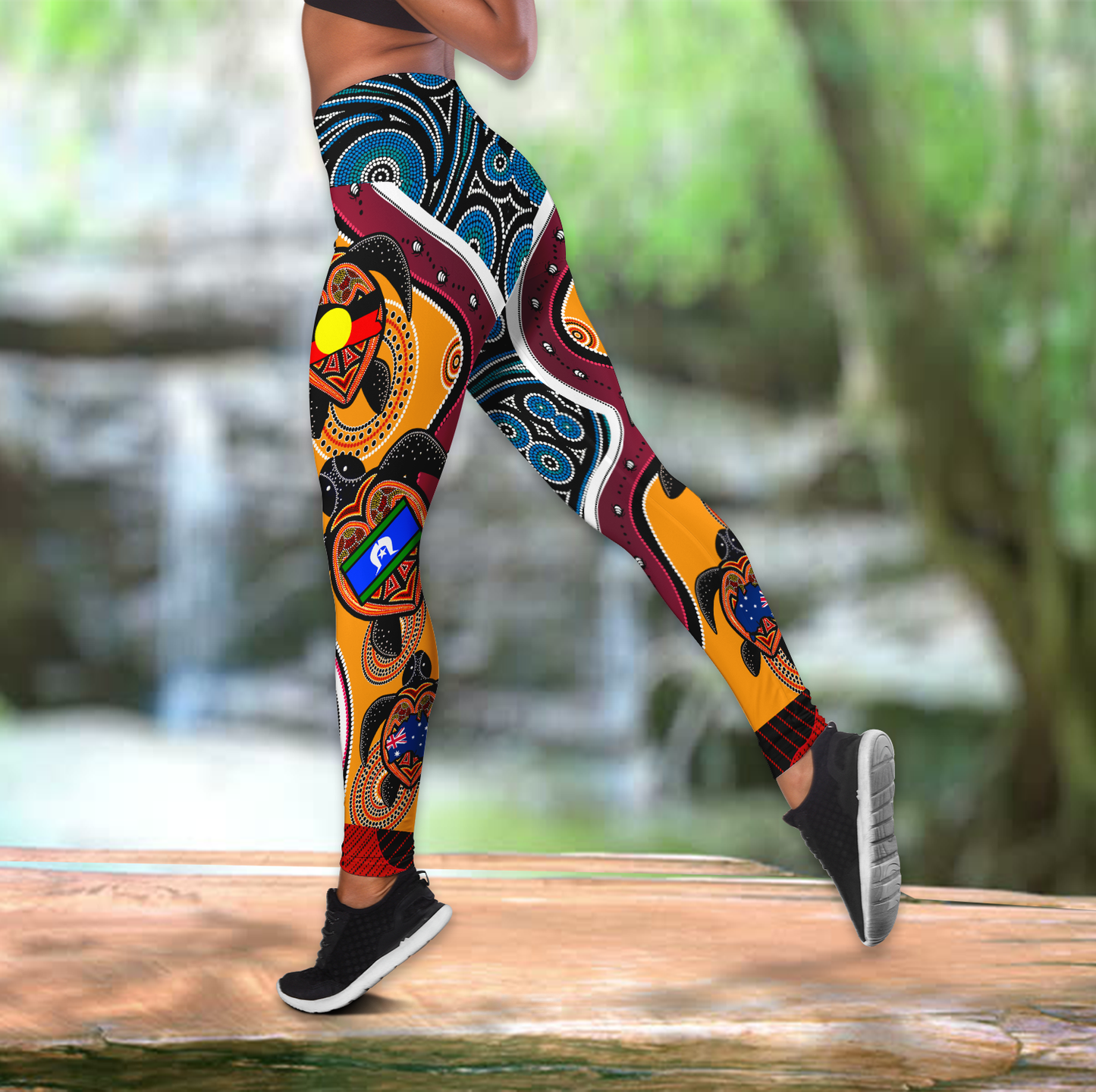 Australia Aboriginal Dots With Turtle and Naidoc Flags Legging + Hollow Tank Combo