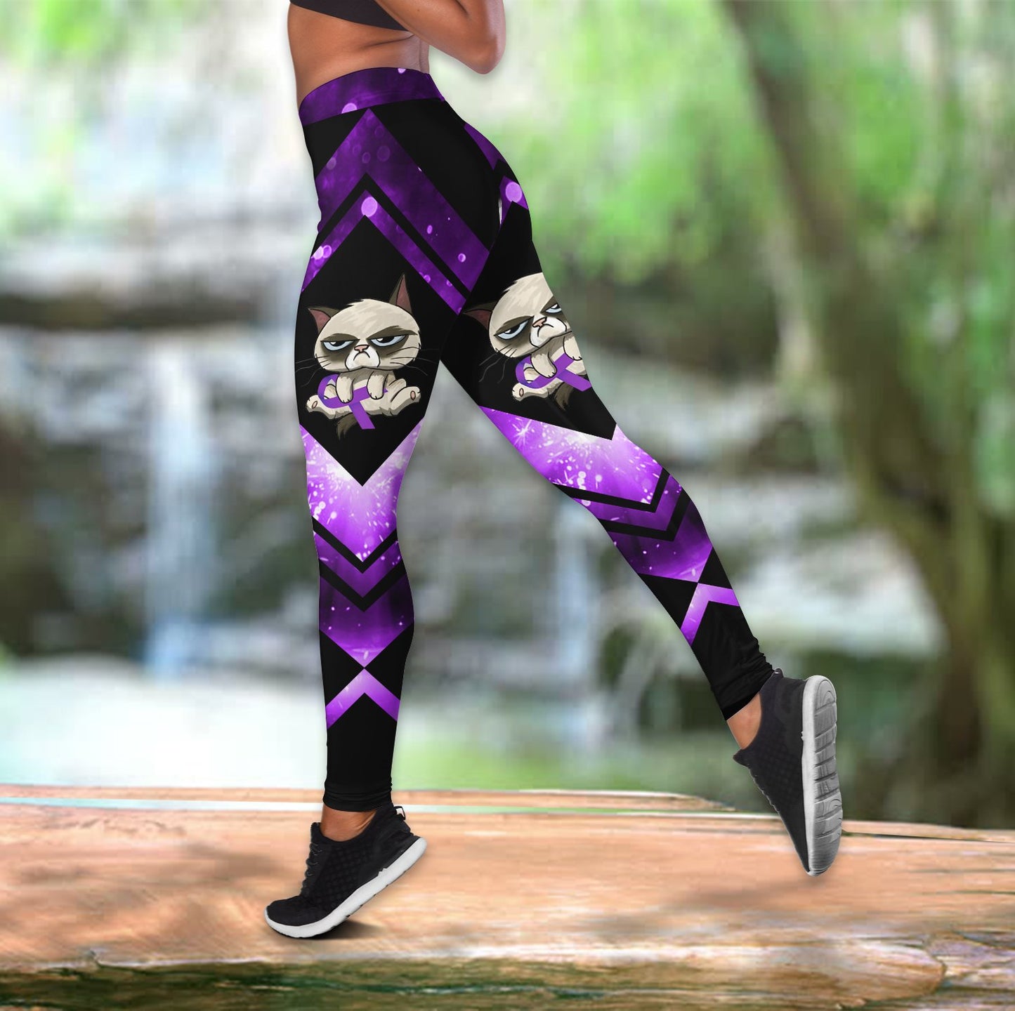 Fibromyalgia awareness leggings + hollow tank combo HAC070502-Apparel-HG-S-No tank-Vibe Cosy™