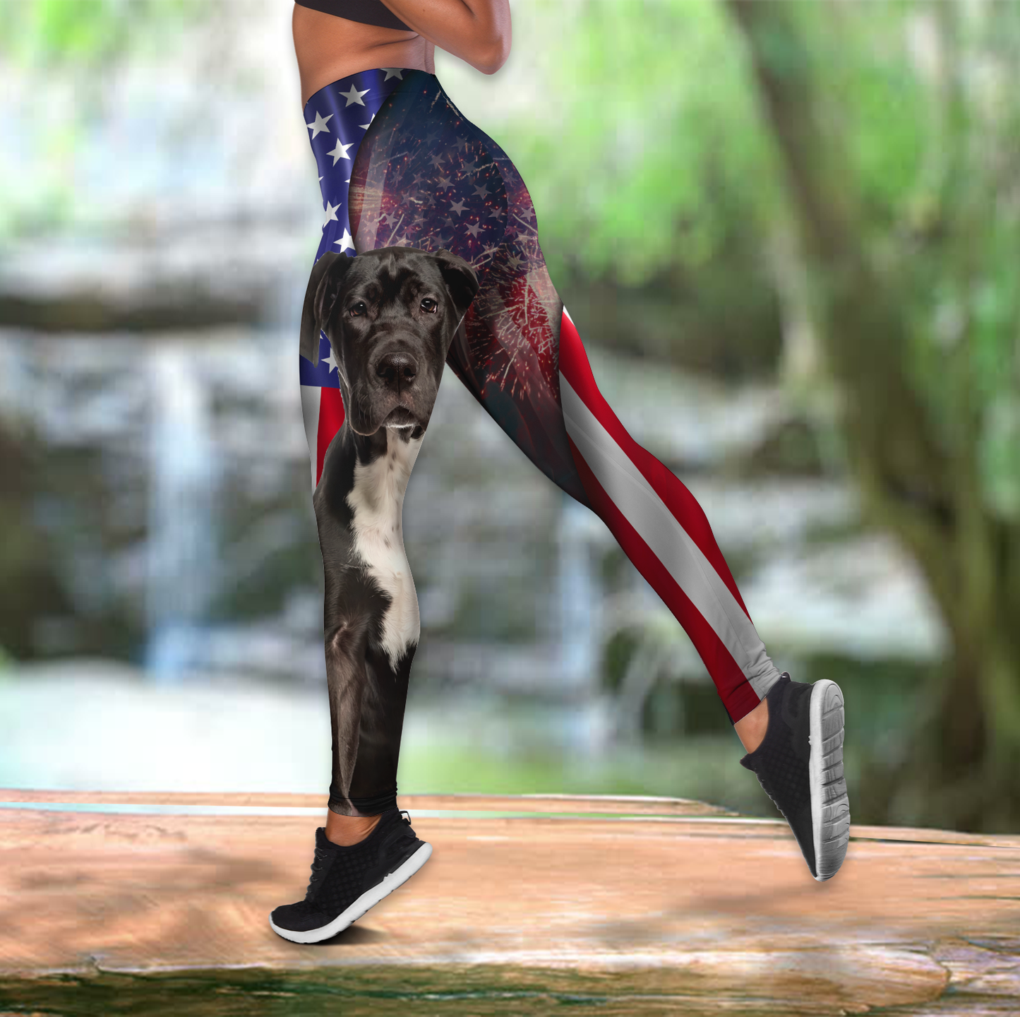 Great Dane tattoos legging + hollow tank combo HAC120806
