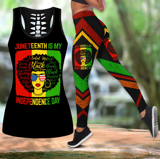 Juneteenth is my independence day leggings + hollow tank combo HAC110604-Apparel-HG-S-S-Vibe Cosy™