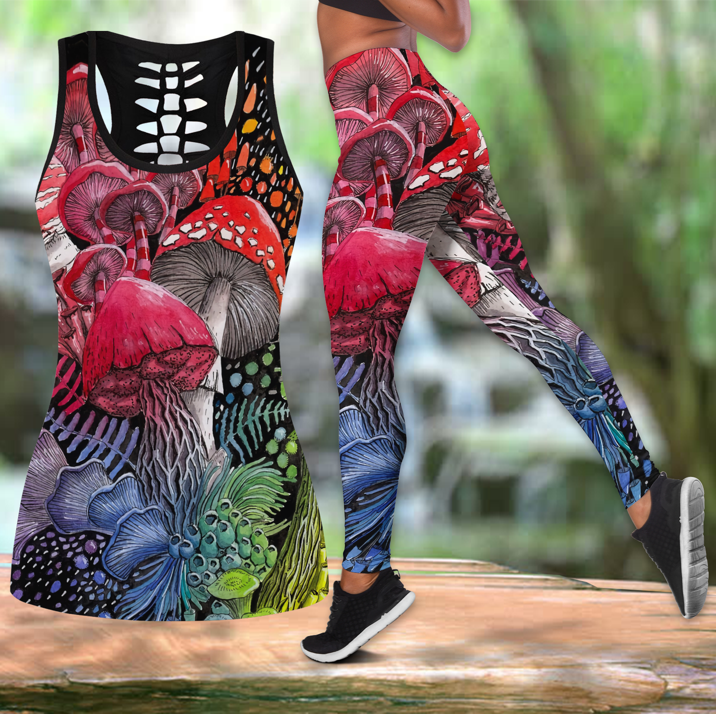 Mushroom Combo Tank Hollow + Legging JJ300304-Apparel-MP-S-S-Vibe Cosy™