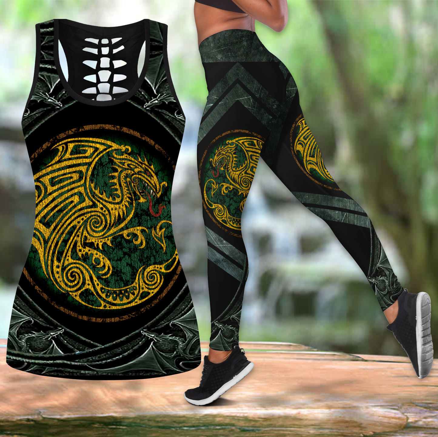 tattoos legging + hollow tank combo HAC010901