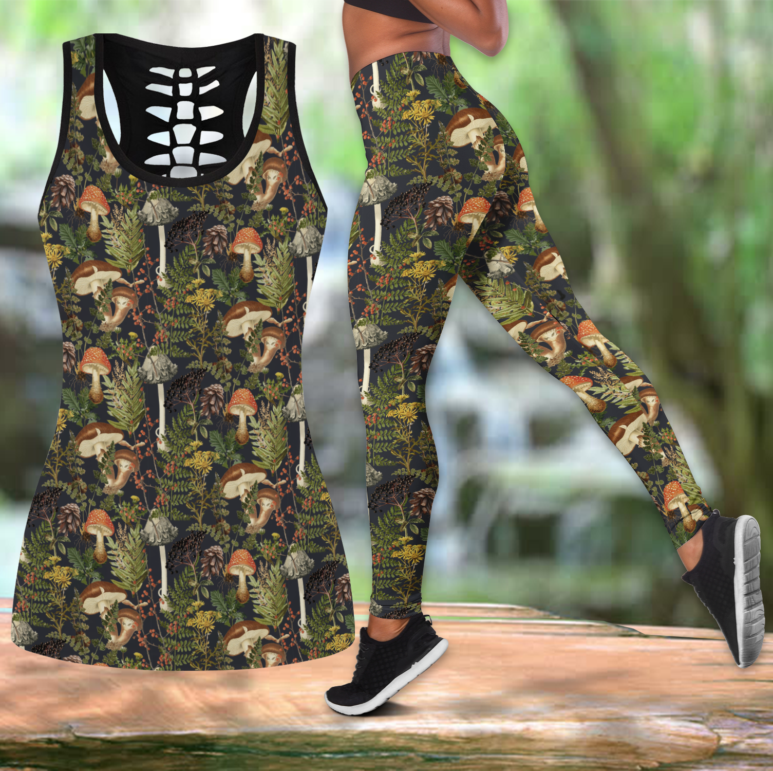 Mushroom Combo Tank Hollow + Legging JJ300302-Apparel-MP-S-S-Vibe Cosy™