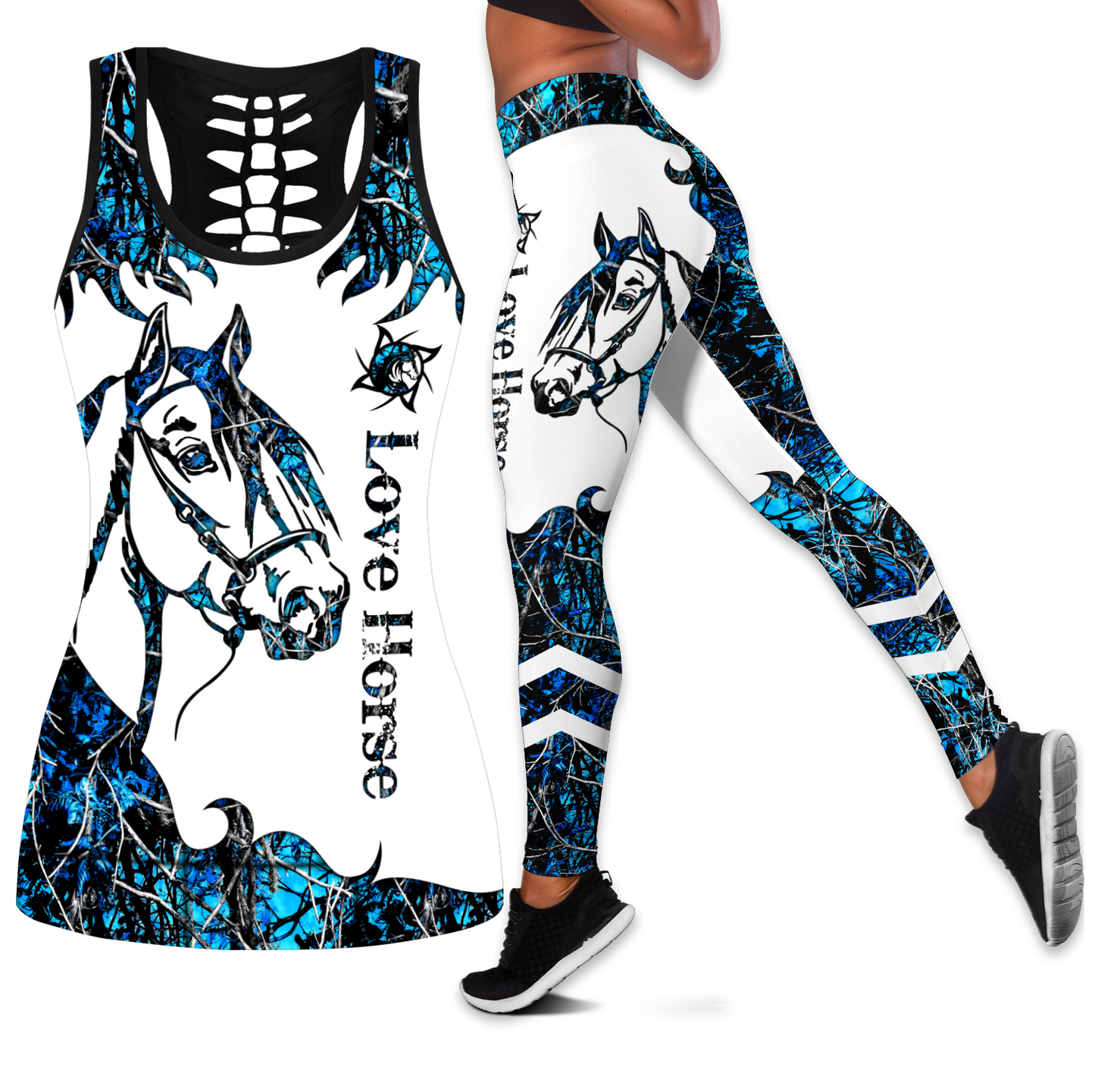 Love Horse Blue Tatoo Combo Tank + Legging Pi31072003S1