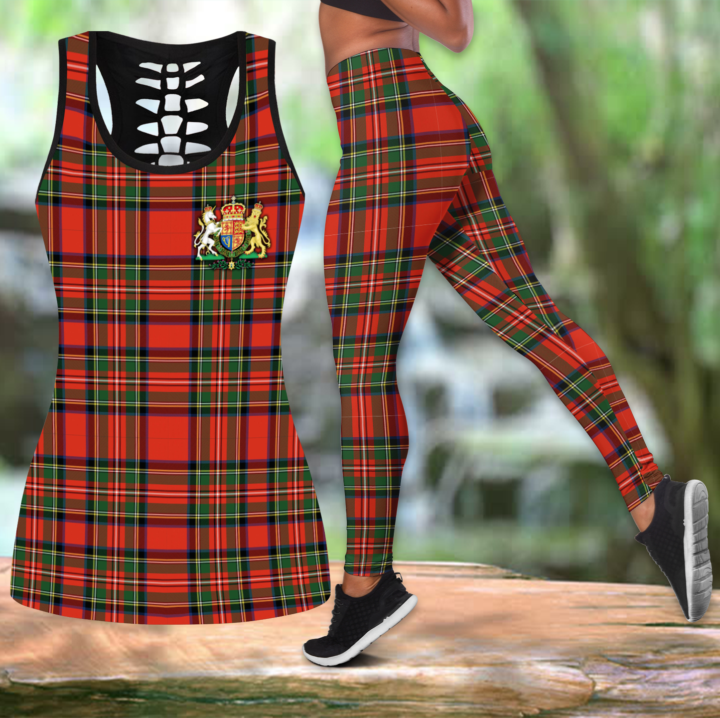 Scotland Tartan Combo Legging + Tank MH2007202-Apparel-TT-S-S-Vibe Cosy™