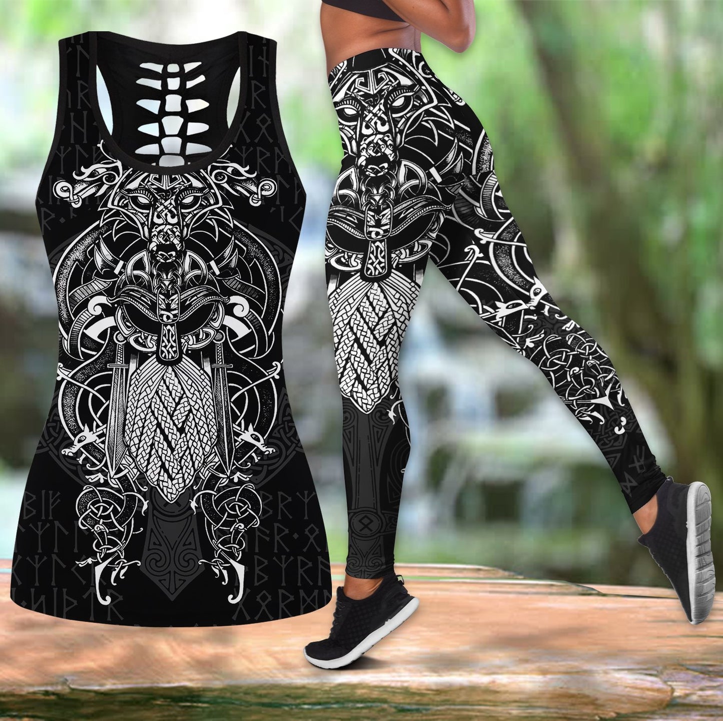 Vikings - Odin Tatoo Style Combo Tank + Legging-Apparel-HP Arts-S-S-Vibe Cosy™