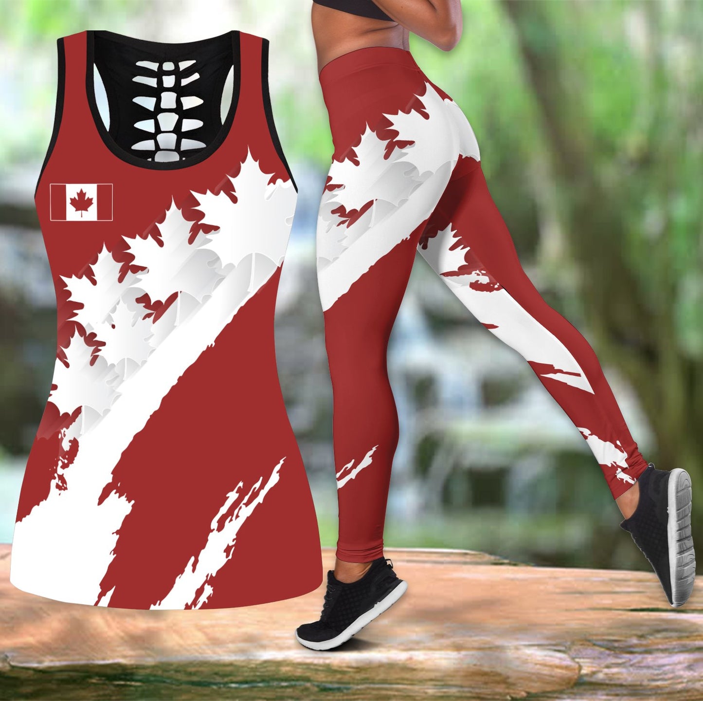Canadian Maple Leaves Combo Tank + Legging NM20062201-Apparel-PL8386-S-S-Vibe Cosy™