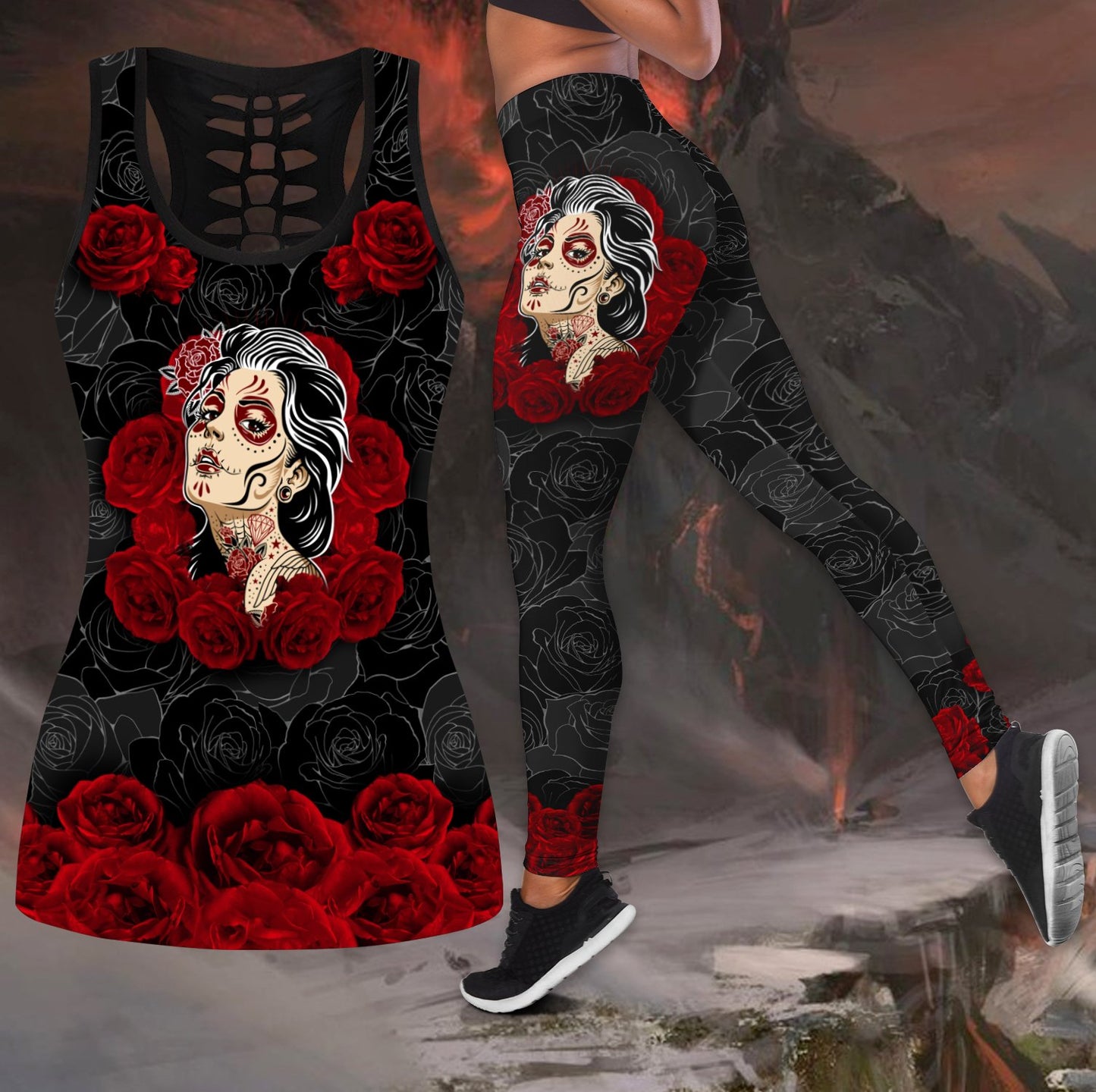 Skull Country Girl tanktop & legging camo hunting outfit for women-Apparel-PL8386-S-S-Vibe Cosy™