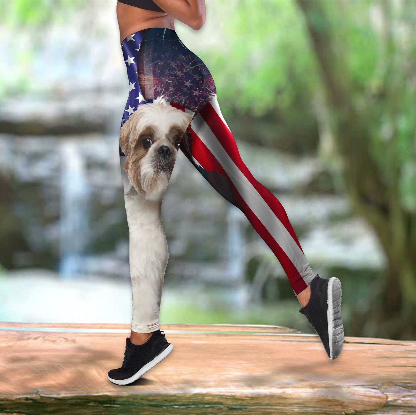 Shih Tzu tattoos legging + hollow tank combo HAC120803