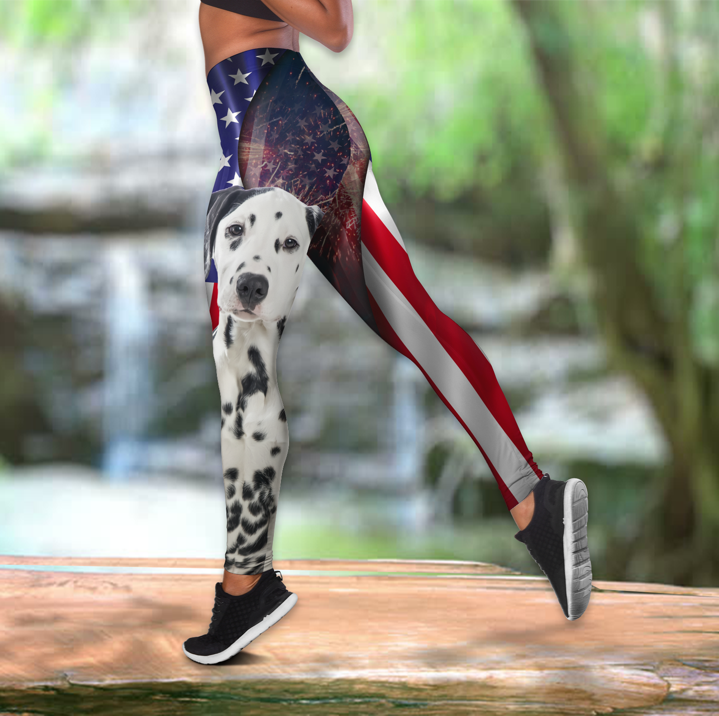 Dalmatian tattoos legging + hollow tank combo HAC130802