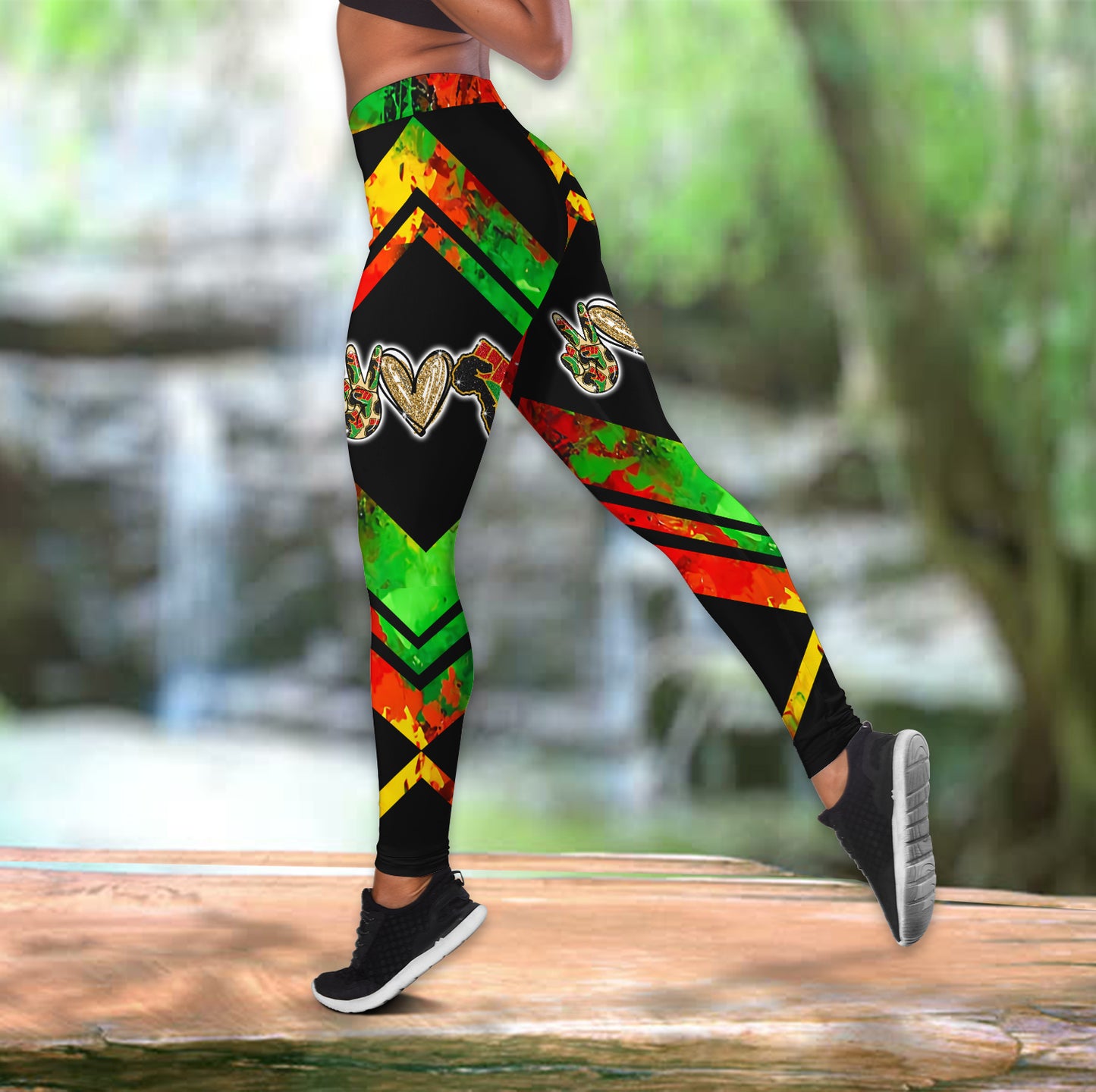 Peace love juneteenth leggings + hollow tank combo HAC110605-Apparel-HG-S-No tank-Vibe Cosy™