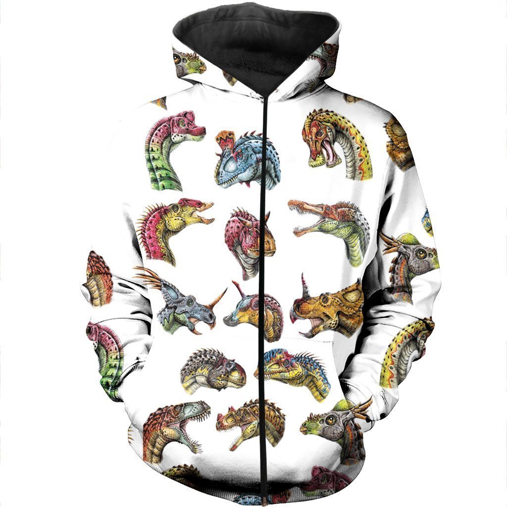 3D All Over Printed Dinosaurs Shirts and Shorts-3D All Over Printed Clothes-HP Arts-Zipped Hoodie-XS-Vibe Cosy™