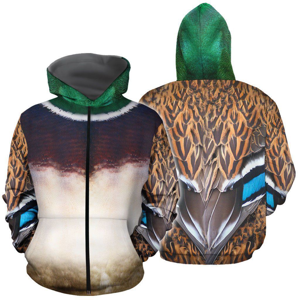 Male Mallard Duck Cover 3D All Over Printed-Apparel-HP Arts-ZIPPED HOODIE-S-Vibe Cosy™