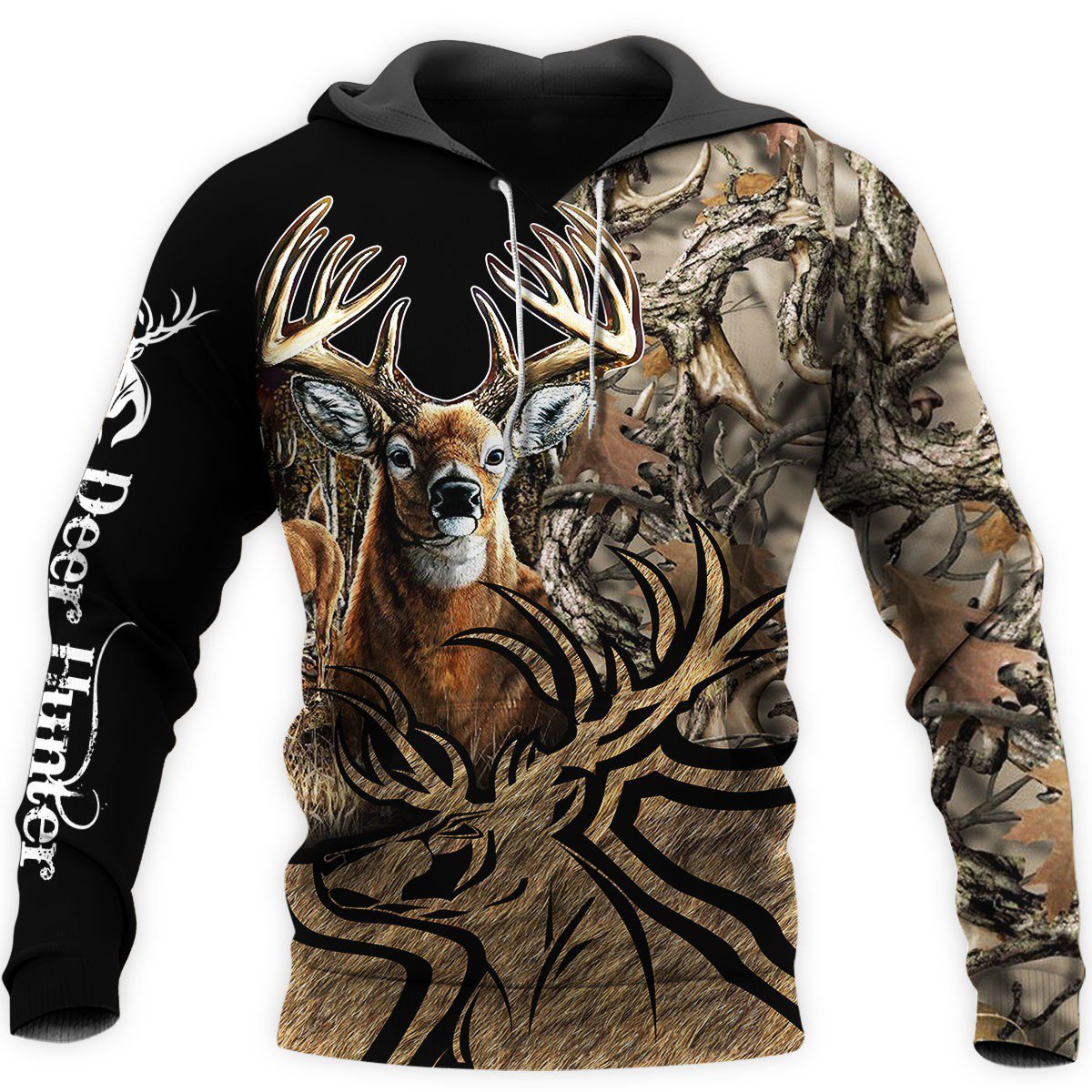 Camo Caribou Deer Hunting Hoodie T-Shirt Sweatshirt NM-Apparel-NM-Hoodie-S-Vibe Cosy™