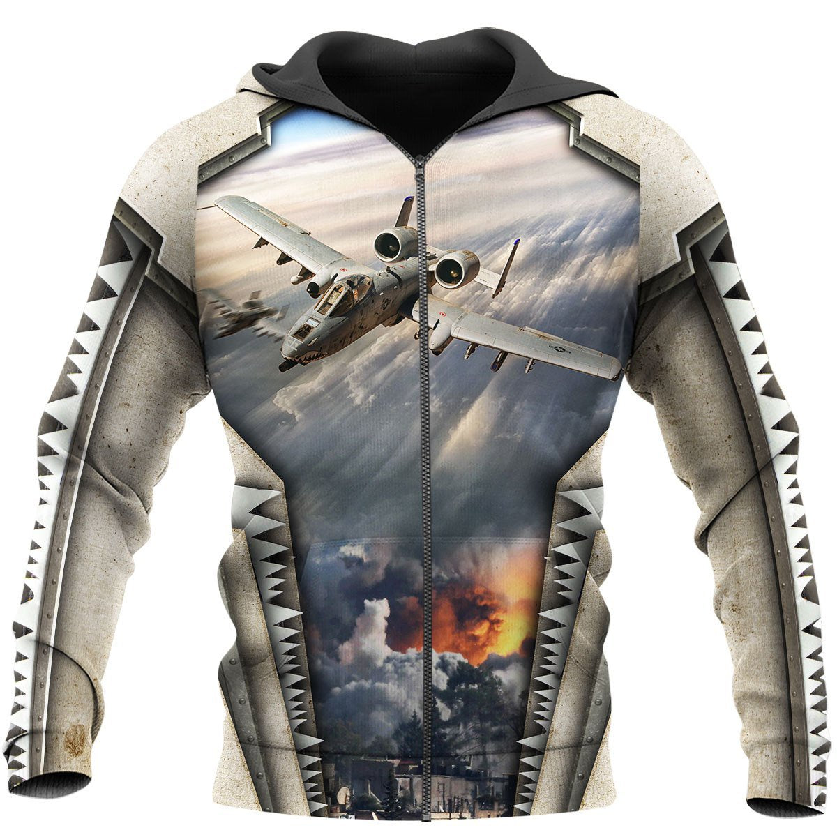 Air Force Aircraft A10 Thunderbolt II 3D All Over Printed Shirts for Men and Women TT180101-Apparel-TT-Zipped Hoodie-S-Vibe Cosy™