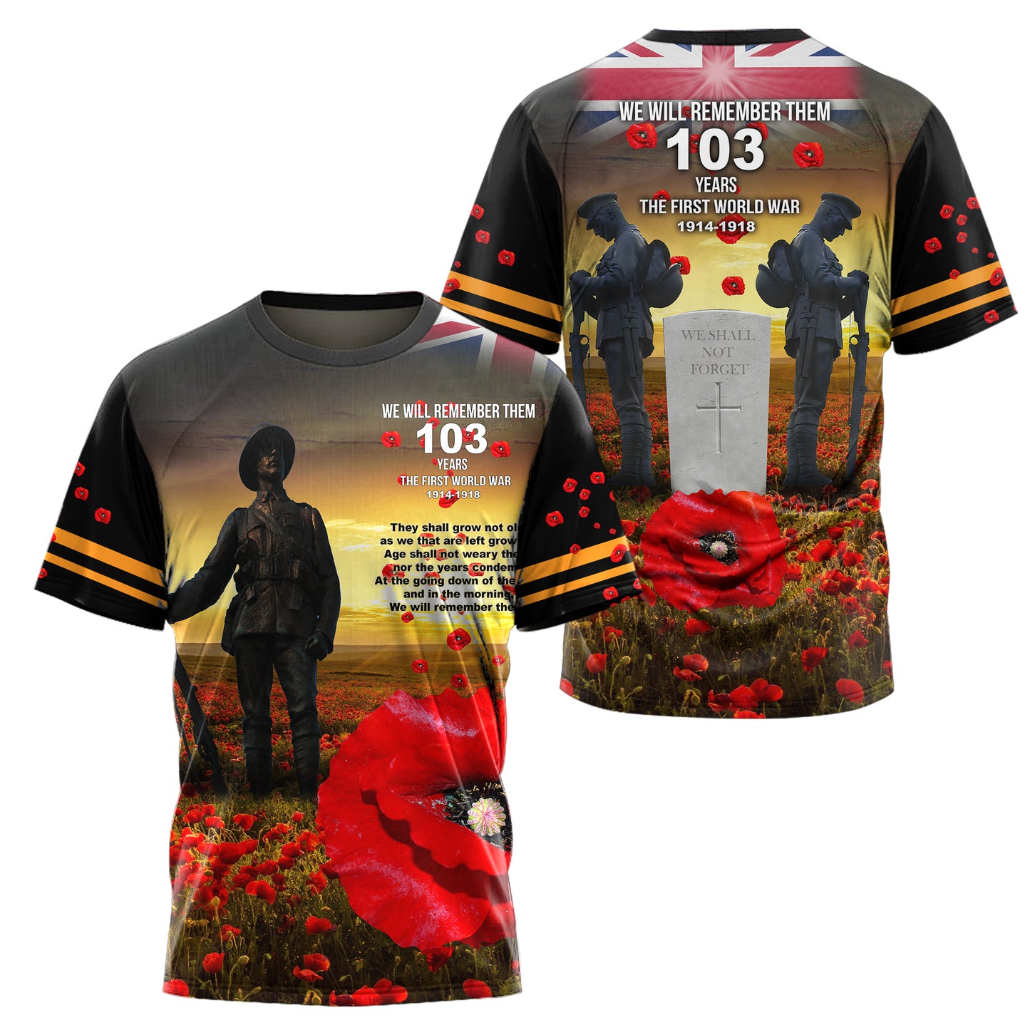 Remembrance Day Lest We Forget 3D All Over Printed Unisex Shirts