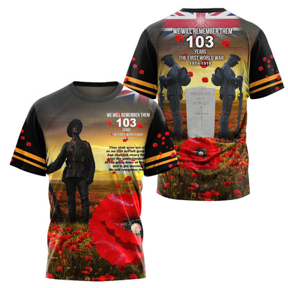 Remembrance Day Lest We Forget 3D All Over Printed Unisex Shirts