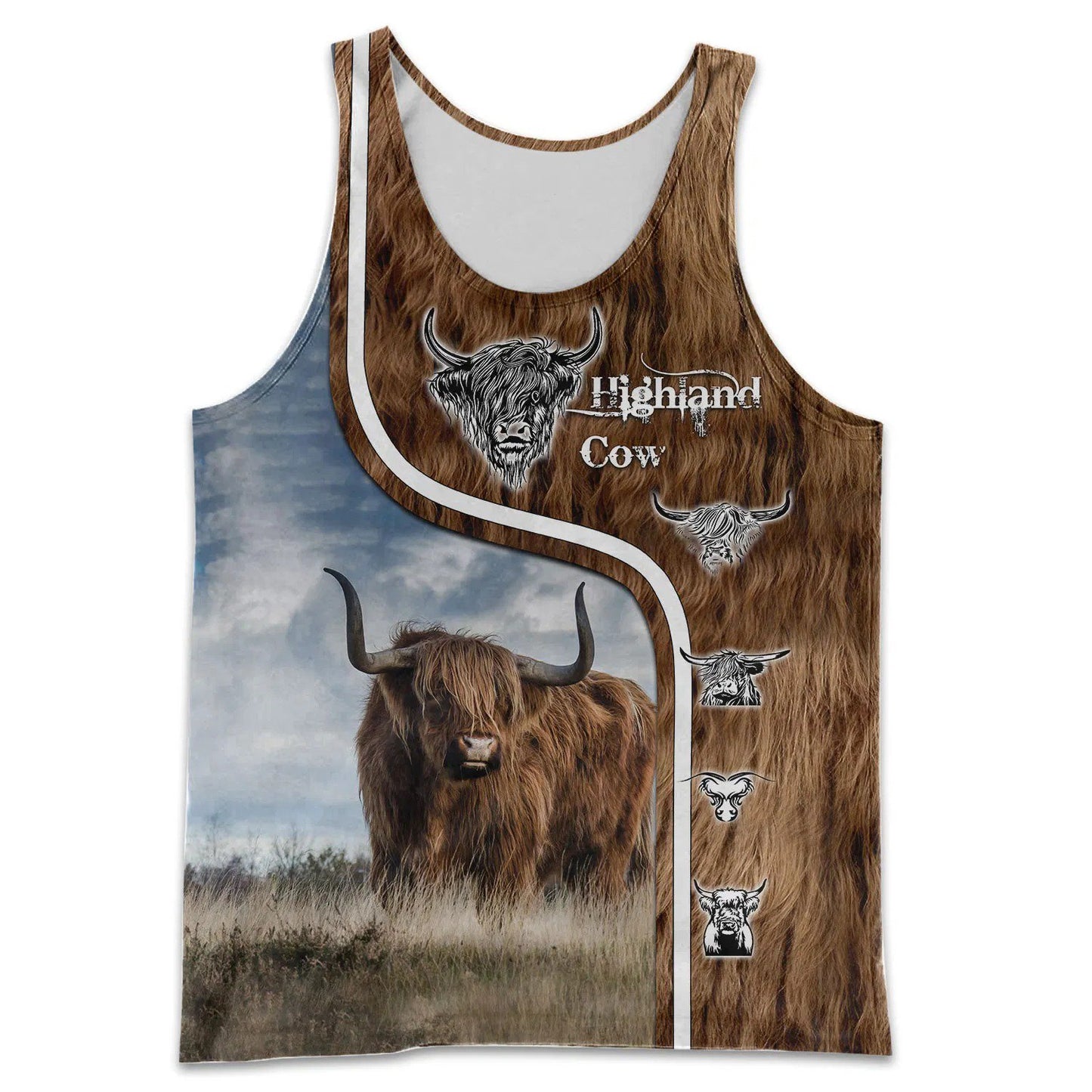 Highland Cattle Cow Hoodie T-Shirt Sweatshirt for Men and Women NM121108-Apparel-NM-Men's tank top-S-Vibe Cosy™