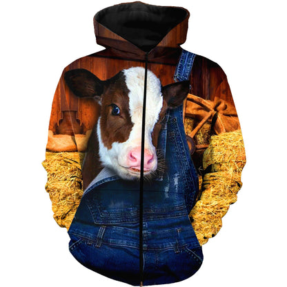 Cow Hoodie T-Shirt Sweatshirt for Men and Women NM121112-Apparel-NM-Zip hoodie-S-Vibe Cosy™