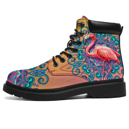 Flamingo water color all season boots NNK022101-Shoes-NNK-Women's Leather Boots-US5 (EU35)-Vibe Cosy™