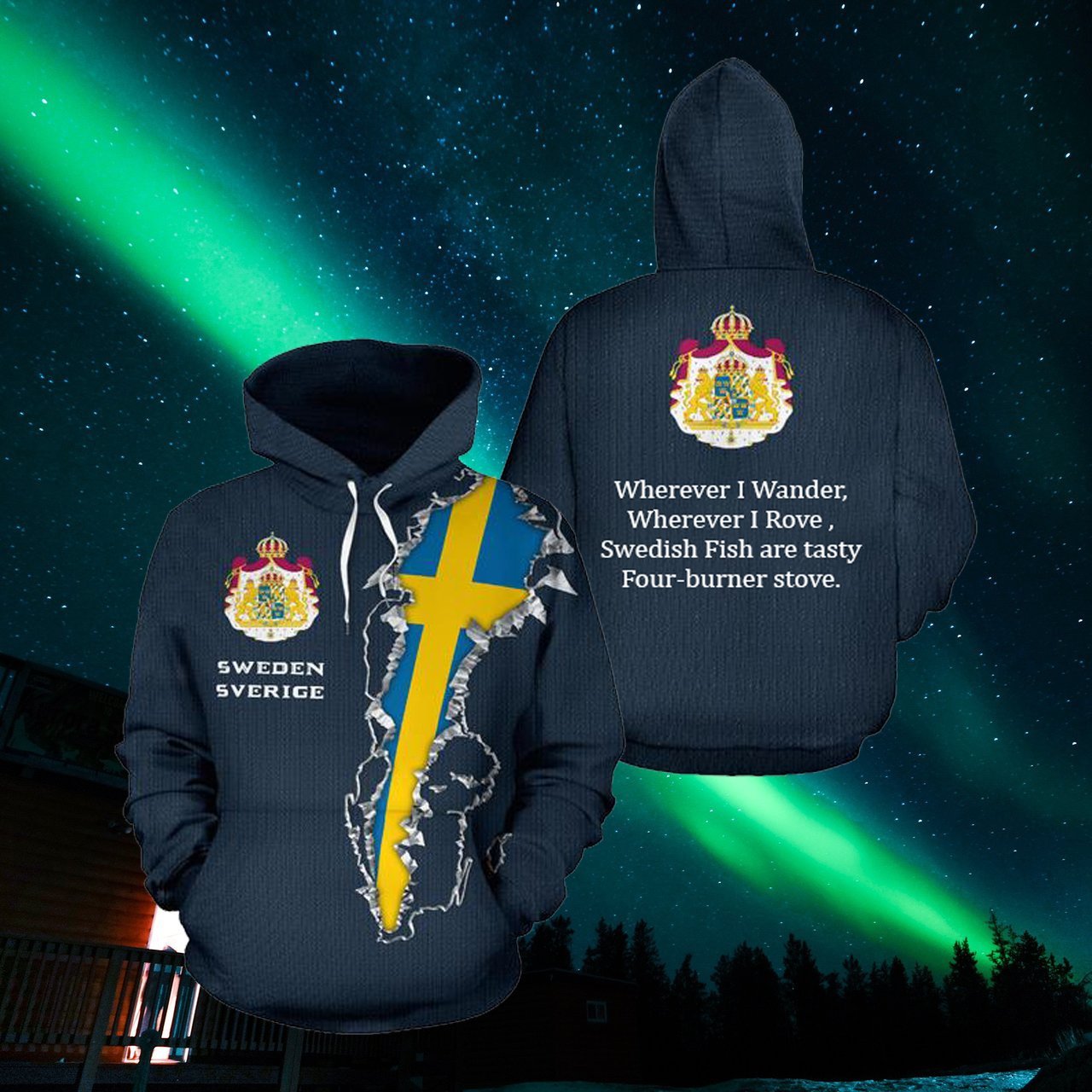 Sweden Forever Hoodie - Swedish Fish Version NNK 0221-Apparel-NNK-Hoodie-S-Vibe Cosy™