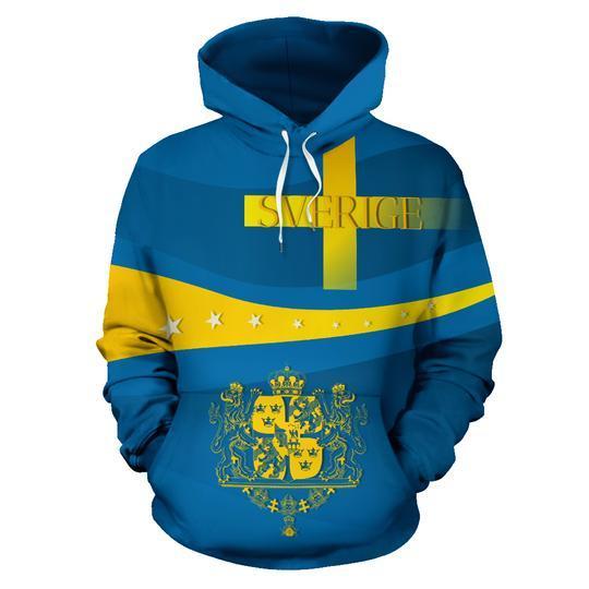 Sverige Wavy Line x Coat of Arms Sweden Hoodie NNK 023-Apparel-NNK-Hoodie-S-Vibe Cosy™