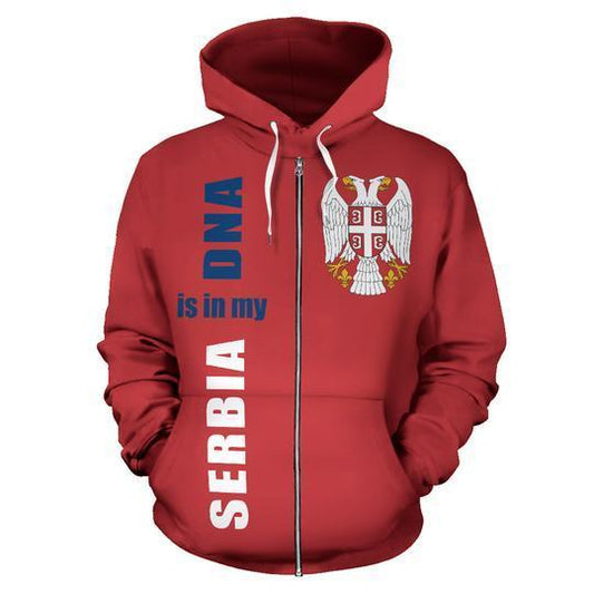 Serbia is in My DNA Hoodie ZIPNNK 027-Apparel-NNK-Zipped Hoodie-S-Vibe Cosy™