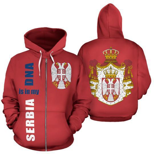 Serbia is in My DNA Hoodie ZIPNNK 027-Apparel-NNK-Zipped Hoodie-S-Vibe Cosy™
