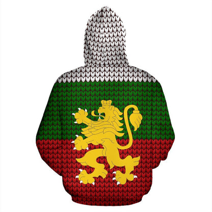 Bulgaria Lion Hoodie Knitted Style Flag-Apparel-NNK-Hoodie-S-Vibe Cosy™